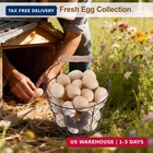 3 Pcs 8   Farmhouse Egg Collecting Basket With Wood Handle  Rustic Metal Wire Ch