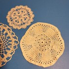 Five Antique Vintage Handmade Tatting Ecru Lace Rounds - Exquisite Cottagecore