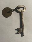 Vintage Antique Hotel Motel Room Key Brass Fob With Skeleton Key  38 1920 s-30 s