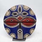 Lot Of 2 11  Hand Carved West African  ghana  Wall Mask Bold Geometric Round 