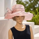 Pink Organza Wide Brim Kentucky Derby Sun Hat