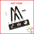 Ayosush Suspenders For Men Swivel Snap Hooks Black Elastic Formal Heavy Duty Bra