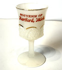 Hartford Michigan Mi Antique Depression Milk Glass Souvenir Goblet Cup