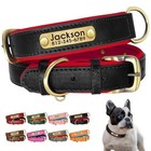 Soft Leather Personalized Dog Collar Id Tag Engraved For Small Medium Large Dogs