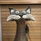 Naughty Cat By Round Tree Gallery Racu Fired Ceramic Crackle Glaze-grafton 23   