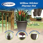 Suncast Willow 18  Diameter Decorative Wicker Patio Planter Pot  Java  4 Pack 