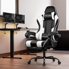 Gaming Chair Footrest Lumbar Support Adjustable Swivel Computer Office Pearl Whi