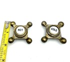 Vintage Brass Metal   Porcelain Cold And Hot Faucet Handle Tub Sink Euc