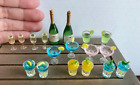 Lot Dollhouse Miniature Cocktail Drinks Wine Champagne Margarita Liquor Alcohol