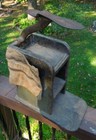 Outstanding Original Distressed Wood Shoe Shine Box Stand With Foot Rest