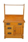 Antique Late Victorian Oak 3 Drawer Chest Washstand   Towel Bar Rack Dry Sink