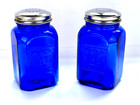 Nos Cobalt Blue Salt And Pepper Shakers Large Chrome Lids Depression Style 4 5 t