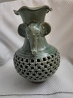 Celadon Reticulated Korean   Asian Vase Signed Beautiful