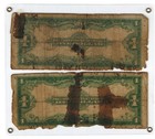Two Notes 1923  1 Dollar Horse Blanket Notes - One Blue Seal   One Red Seal
