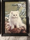 Vintage Mid Century Framed Kitten Cat Prints Pair 1950s 1960s Cute Wall Art
