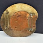 Vintage Brass Copper Belt Buckle Hand Engraved Floral Mixed Metal Artisan 1970s