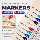 10 Pcs Long Head Deep Hole Marker Pens  20 Mm Long Nib Marker For Metal  Mult   