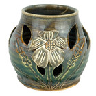 Vintage Studio Art Pottery Vase Candle Holder Artist Signed 3d Flower Cutout