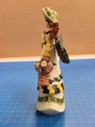 Flower Fairy Figurine Statue Green Hat Wings Floral Basket Decor Collectible