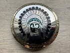 Vintage Turquoise Native American Chief G S Signed Buckle