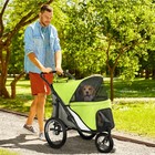 Pawhut Dog Jogger Stroller W  One-hand Fold  Rubber Wheels  Yellowish Green