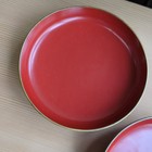 Japanese Lacquer Round Bowls Red Gold Rim Wooden Serving Tray Set Of 2 6 5in