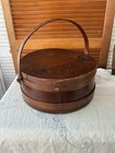 Vintage Rustic Tree Legs Wooden Banded Sewing Basket With Handel Height 23   