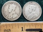 2 Canadian Sterling Silver 25-cent Coins  2 Canada Coins  King George V  Km  24