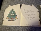 Set Of 2 Vintage Christmas Cards Kids Children Decorating Tree Santa Boy Girl