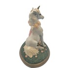 Vintage 1990s Hand Painted Ceramic Unicorn And Little Girl Hugging Figurine