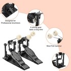 Double Bass Drum Pedal - Non-slip Footplates  Heavy Duty Metal  Black   White