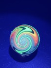 Contemporary Handmade Art Glass Marble 1 05  Fire   Ice Swirl  Uv Green Accent 