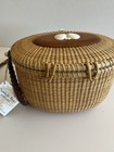 Vintage Nantucket Lidded Basket Purse With Shells