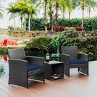 Wicker 3-piece Outdoor Bistro Set     Gray navy Patio Furniture Usa