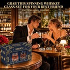 Spinning Whiskey Glass Set  2 Rotating Crystal Tumblers Gift Box