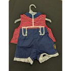 Vintage Raggedy Ann   Andy 2 Piece Set Red White Stripe Top Blue Shorts 2t Nwt