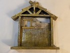 Vintage Lg Nativity Hand Crafted Carved Wooden Gold Christmas Manger Angel Scene
