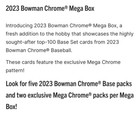 2023 Bowman Chrome Baseball Mega Box Factory Sealed Mlb Trading Cards