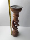 Pair Of 2 Vintage Carved Wood Open Barley Twist Pedestal Candleholders 18    15 