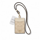 Coach Id Lanyard Signature Canvas Sand Chalk Card Holder Cz285 Nwt