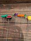 Vintage Glass Fruit Vegetable Swizzle Sticks Cocktail Stirrers Set Of 5 Barware