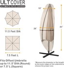 Patio Parasol 600d Waterproof Offset Umbrella Cover For 7 5-11 5 Feet