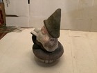 Vintsage Gnome On A Mushroom Reading  Ceramic   90s  6 25  Tall