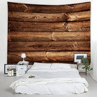 Fabric Tapestry Decorative Wall Art Tablecloth 78l  X 59w  Brown Wooden Wall1