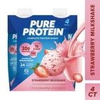 Pure Protein Shake  Strawberry Milkshake  30g Protein  11 Fl Oz  4 Count 