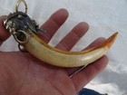 Tibetan Silver Lion Head Inlaid Tooth Talismanic Pendant To Ward Off Bad Luck