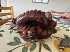 Chinese Carved Boxwood Wood Dragon Statue Lots Of Detail Signed