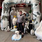 Peeking Baby Polar Bear Cub Statue Arctic Animal Theme Display Prop Home Decor