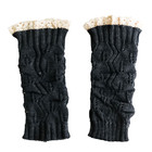 10 Inch Knit Lace Trim Boot Cuff Leg Warmers Black Gray Cable Crochet Winter