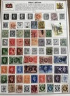 Great Britain - Lot Of 300 Plus Stamps On Old Album Pages - Old To 1970   s